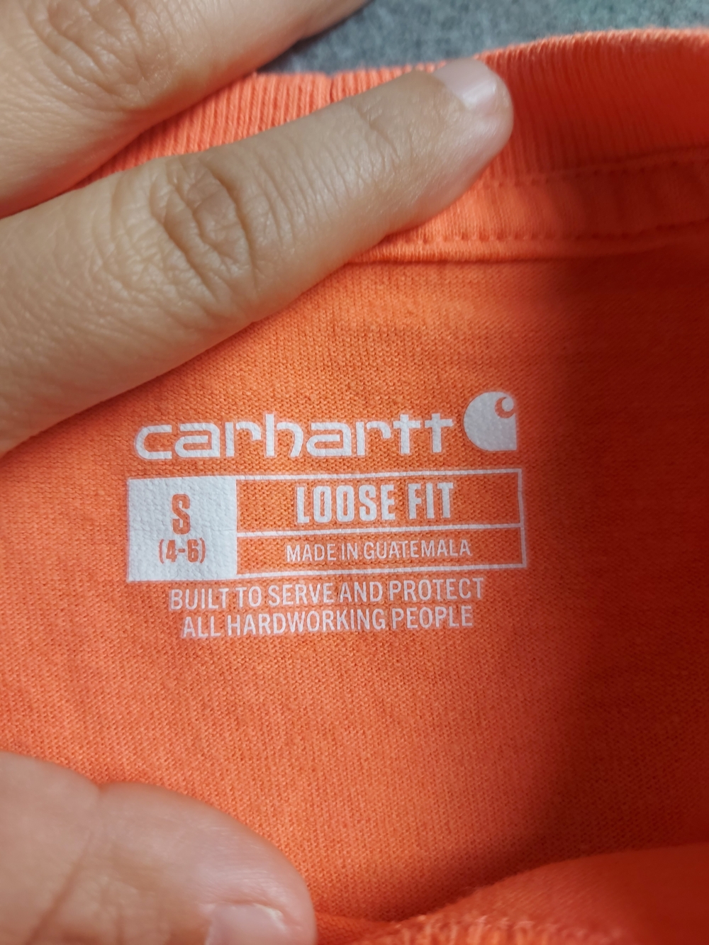 Carhartt Bright Orange/pink Pocket T-Shirt Loose Fit Size Small - Picture 3 of 5